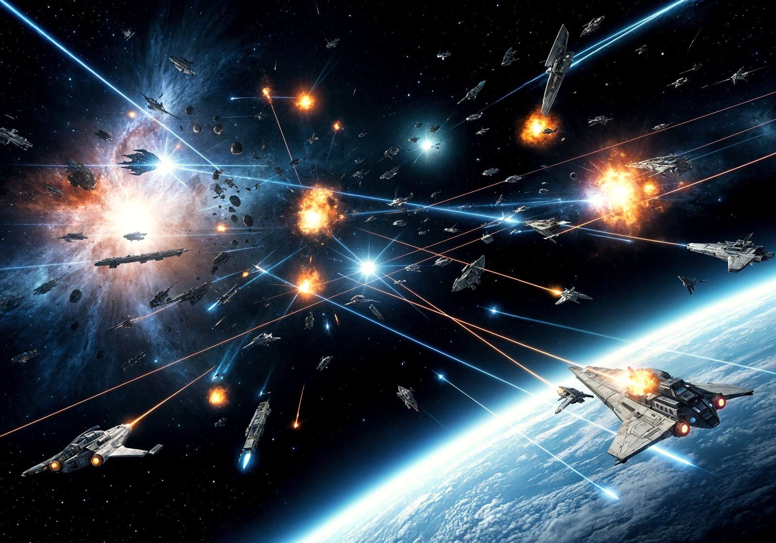 Ultra Realistic Sci-Fi Space Battle Scene