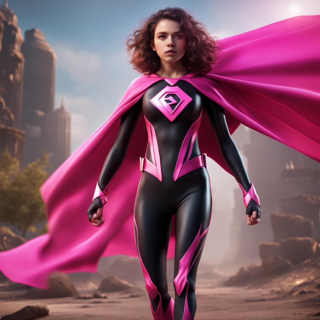 Israeli Superhero Girl in Vibrant Costume with Cape