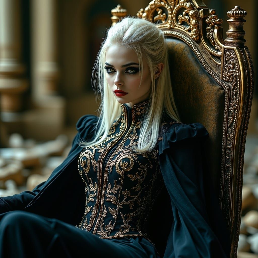 Regal Dark Portrait of a Voluminous Blonde Princess