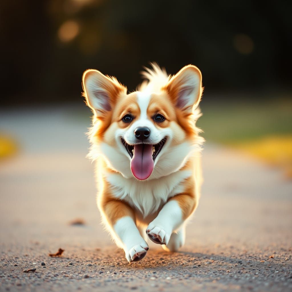 Joyful Corgi in Motion, Shot on 35mm Film