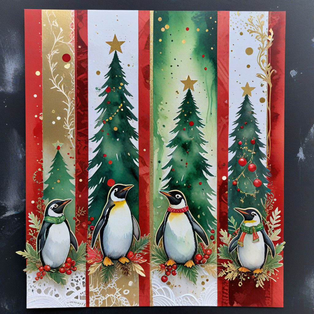 Watercolor Christmas Scenes in Vibrant Red, Green, and White