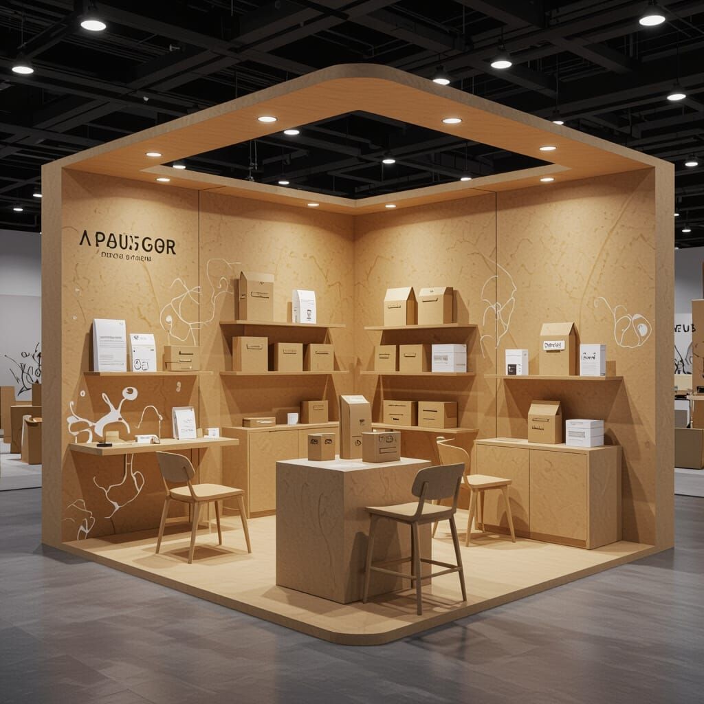 Futuristic Kraft Paper Exhibition Booth Display