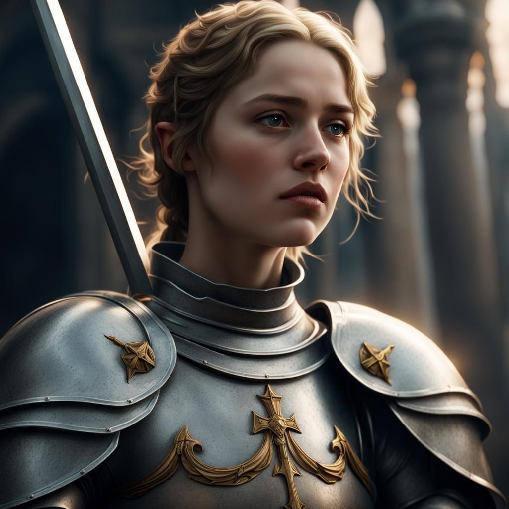 Stunning Digital Painting of Jeanne d'Arc in Devout Repose