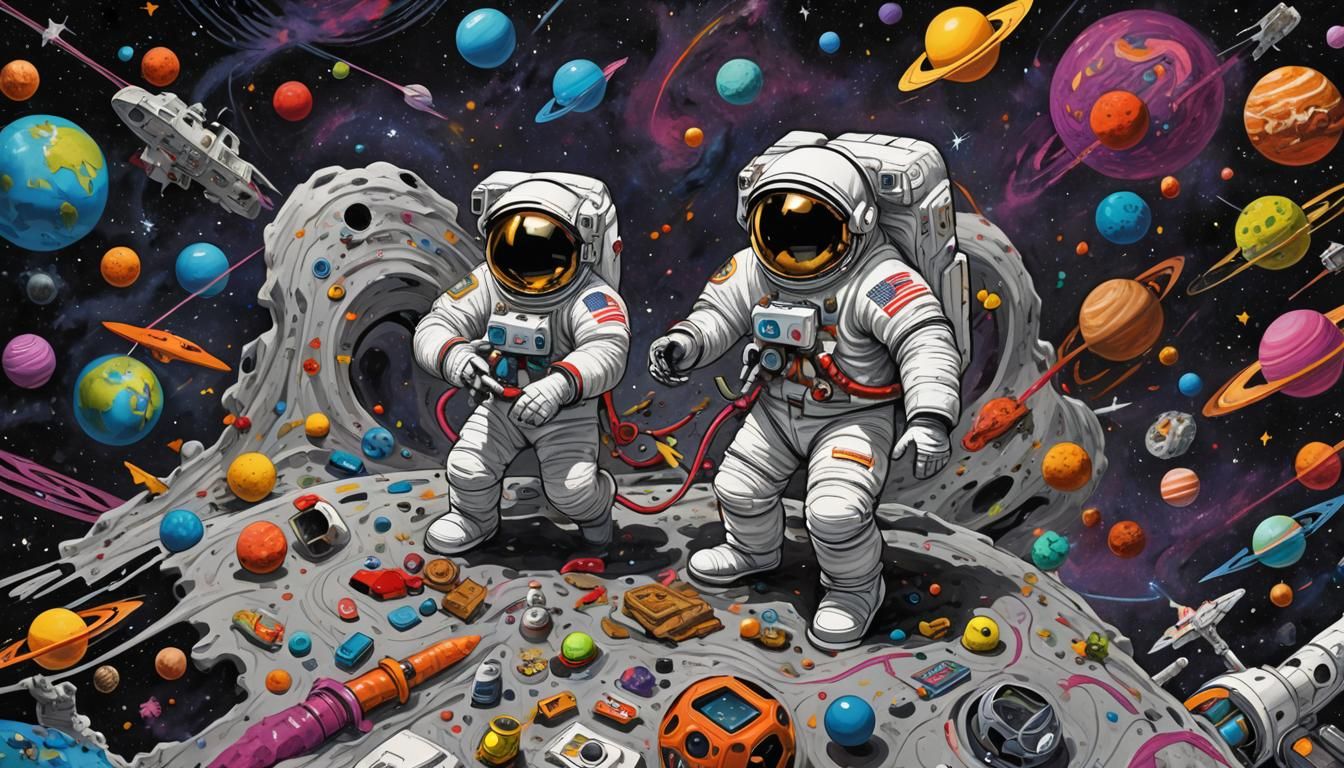 Sleek Space Homemaker Battles Black Hole Stains in Vibrant,....