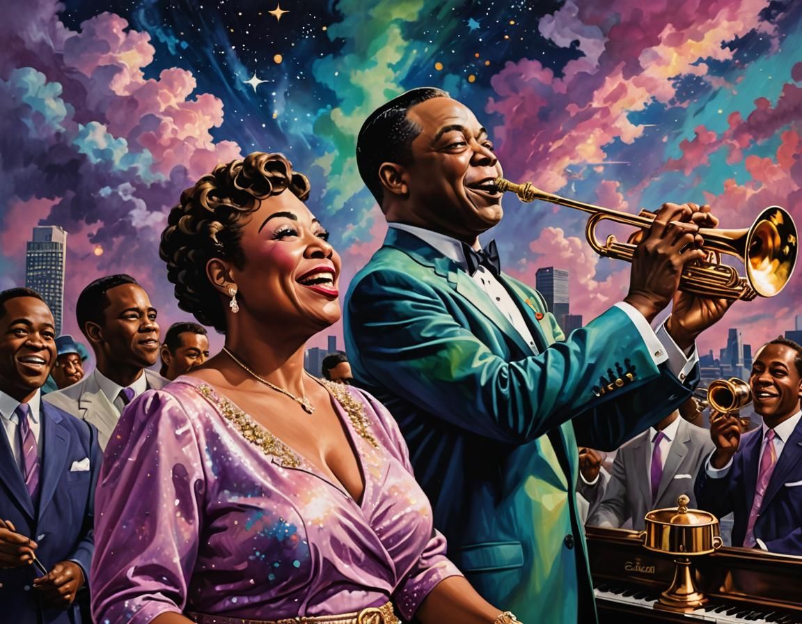 Sensual Rooftop Serenade in Vibrant Gouache