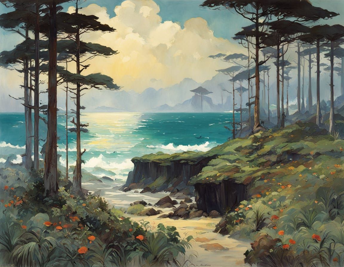 Harmonious Nature Scene in Pre-Raphaelite Style