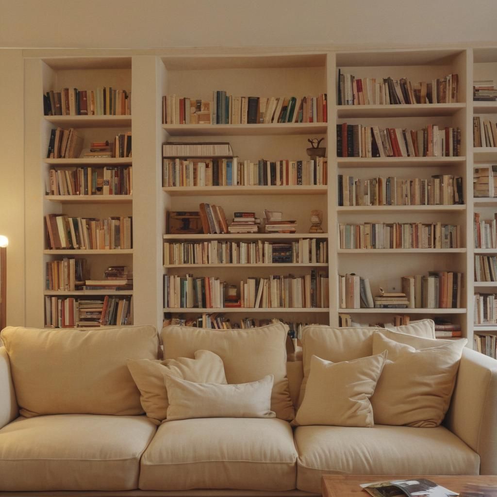 Cozy Library Sanctuary in Warm Oil Painting