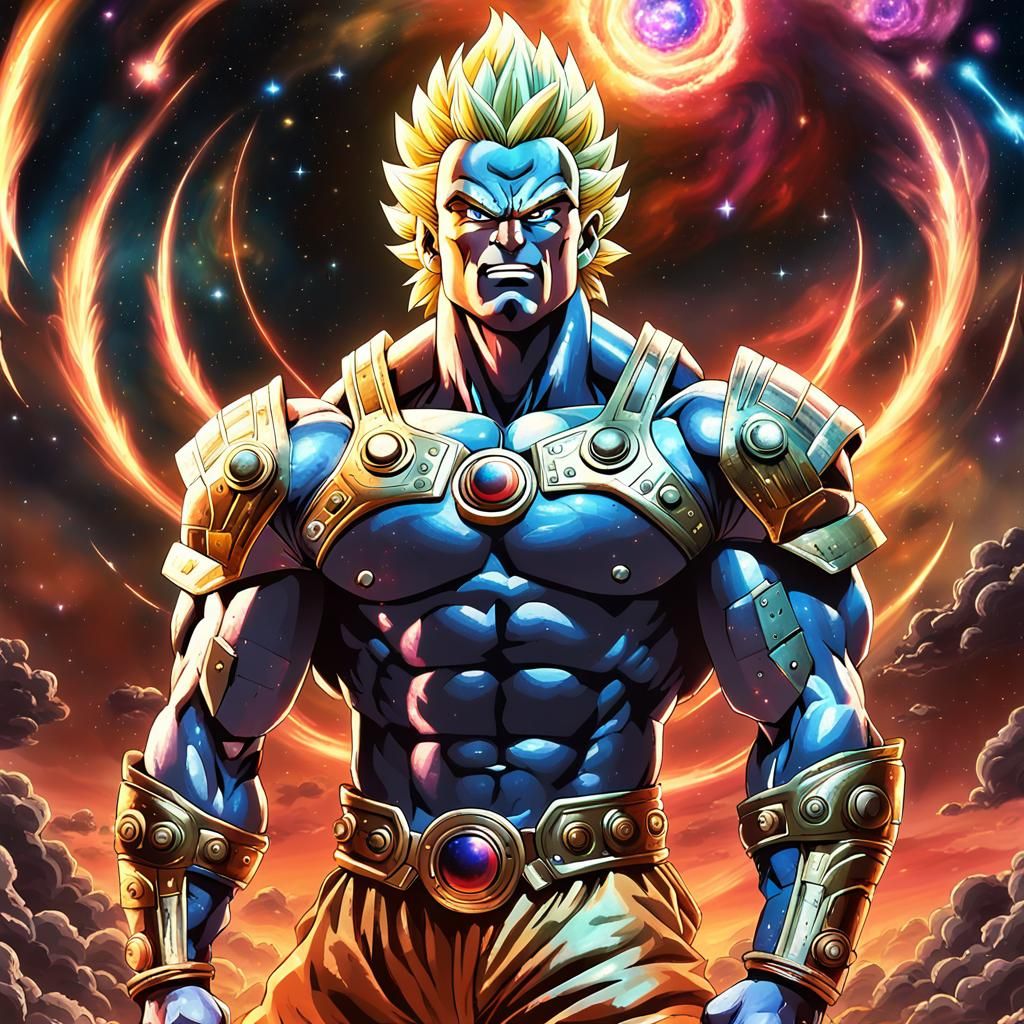 Cyberpunk-Inspired Warrior in a Vast Starry Nebula