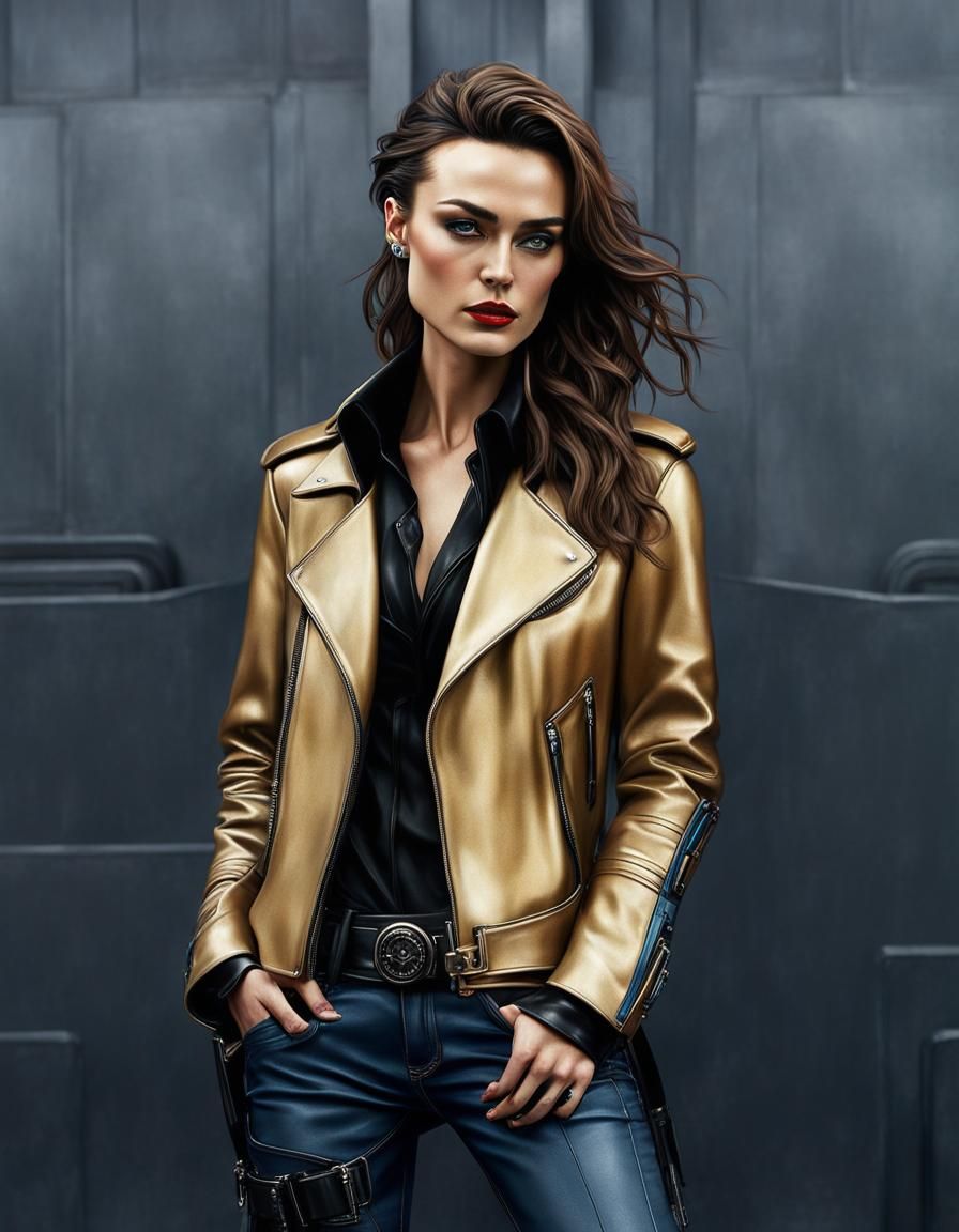 Ultra-Realistic Cyberpunk Rockstar Model in Dark Attire