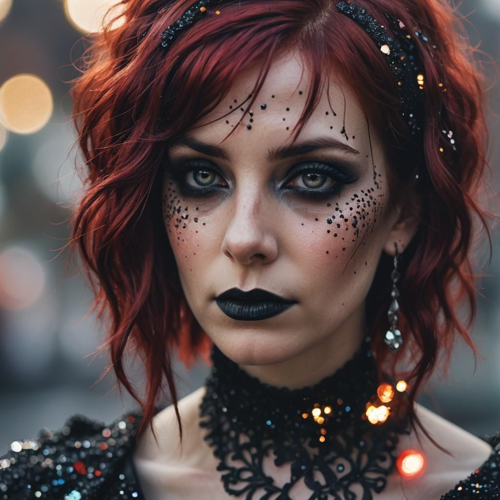 Goth Woman Portrait in Dark Beauty Aesthetic