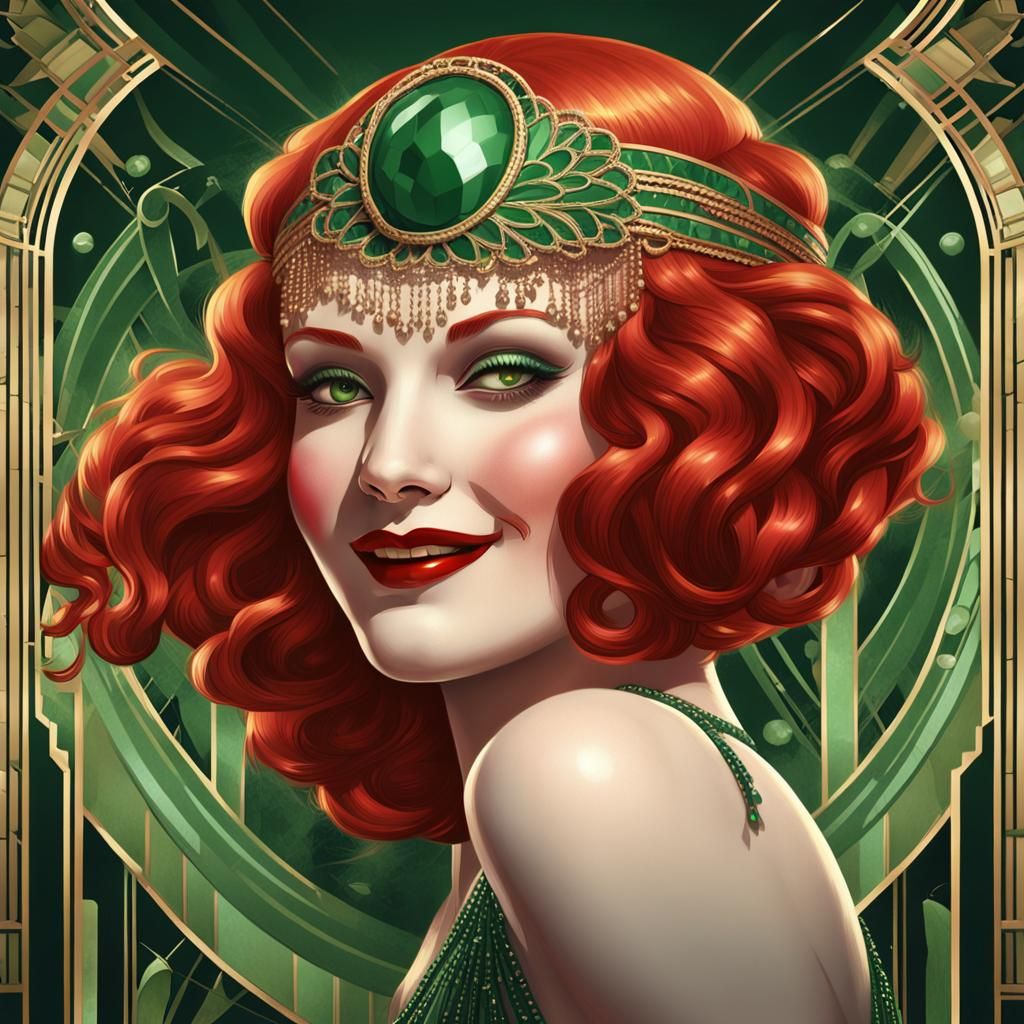 Glamorous 1920s Flapper in Art Deco Style