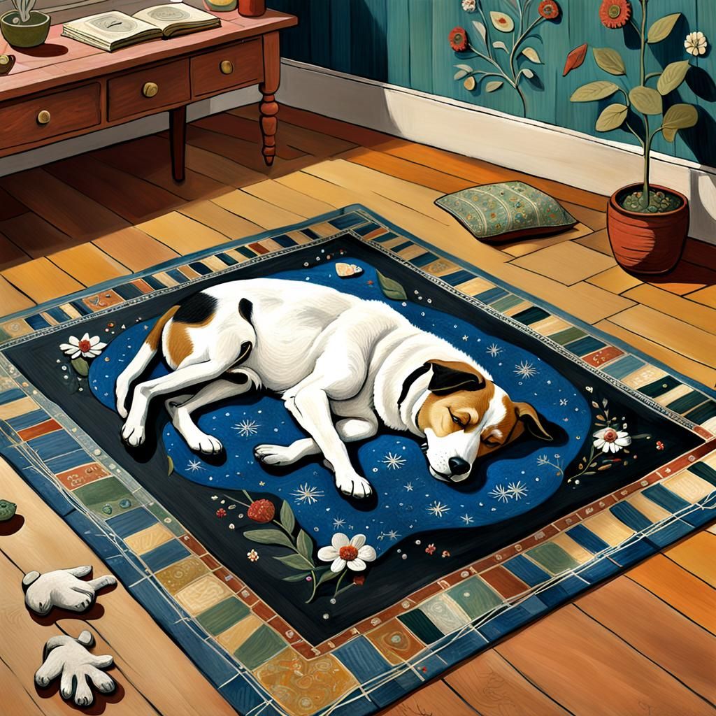 Fantastical Dog Slumbers in Vivid Colors