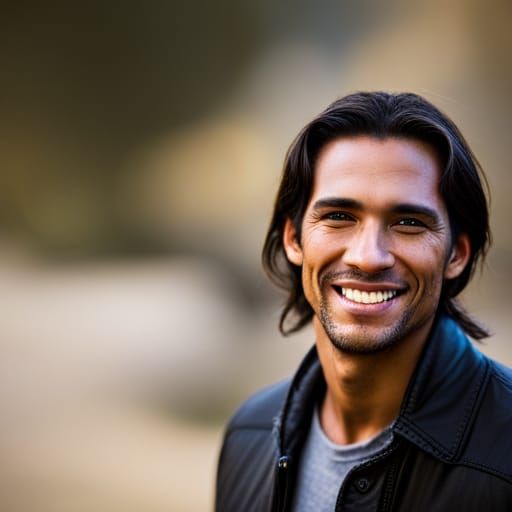 Handsome Young Native American Man in Professional Photograp...