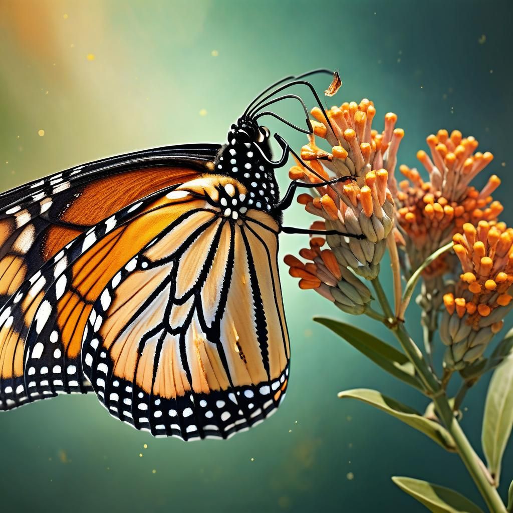 Hyperrealistic Monarch Butterfly in Dramatic Closeup