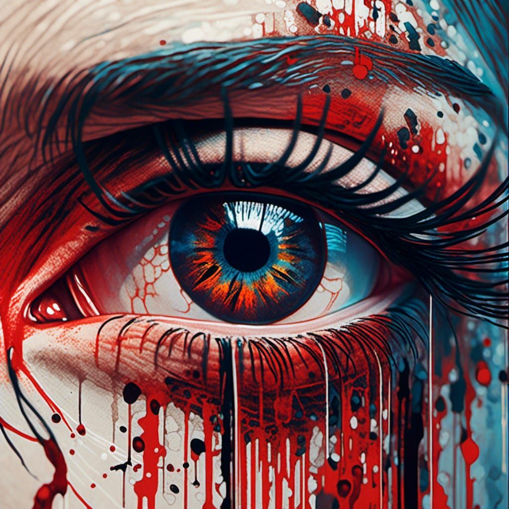 <lora:horror:1.0> a close up of a person's eye