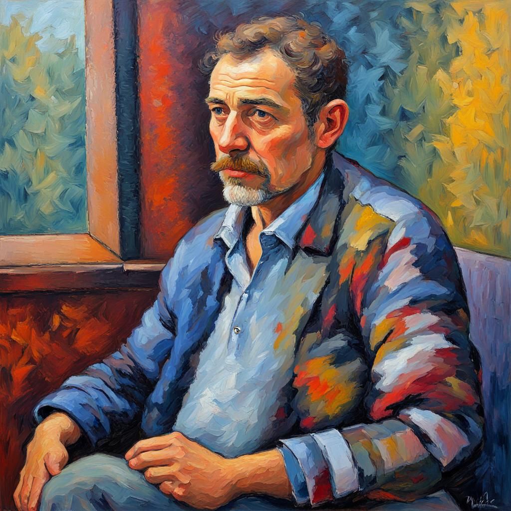 Elegant French Gentleman in Neo-Impressionist Oil Portrait