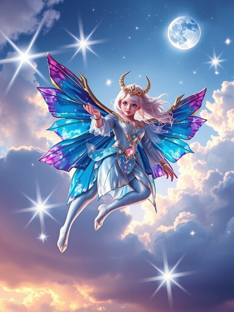 Ethereal Guardians of the Starlit Realm in Vibrant Celestial...