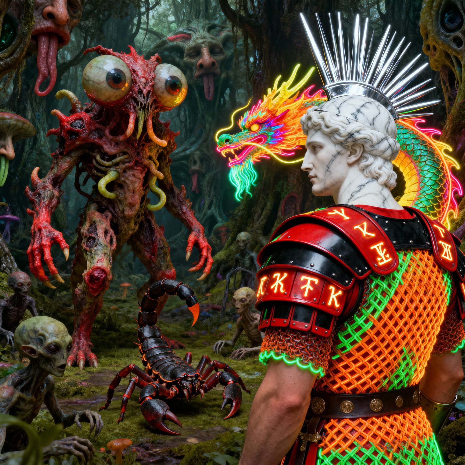 Bizarre Hybrid Creature in Alien Forest