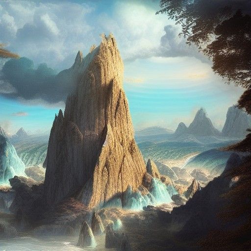 Surreal Lemurian Landscape in Detailed Matte Painting Style