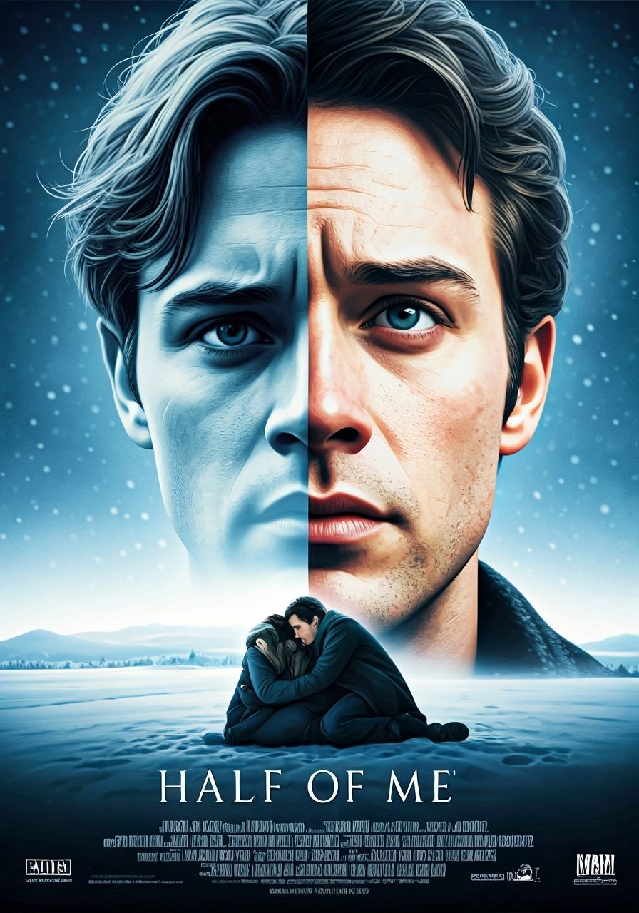 Romantic Sci-Fi Movie Poster with Blended Faces