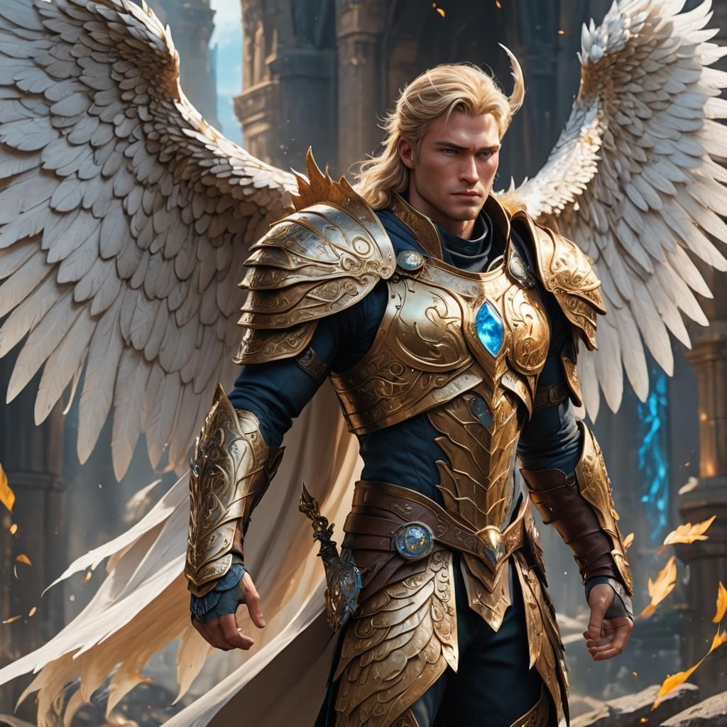 Fantastical Warrior with Wings in Sarah J Maas Style
