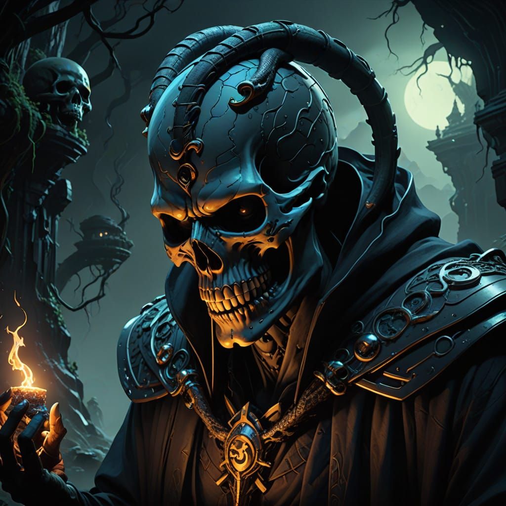 Dark Fantasy Conjuring Ritual in Vibrant, High-Contrast Colo...