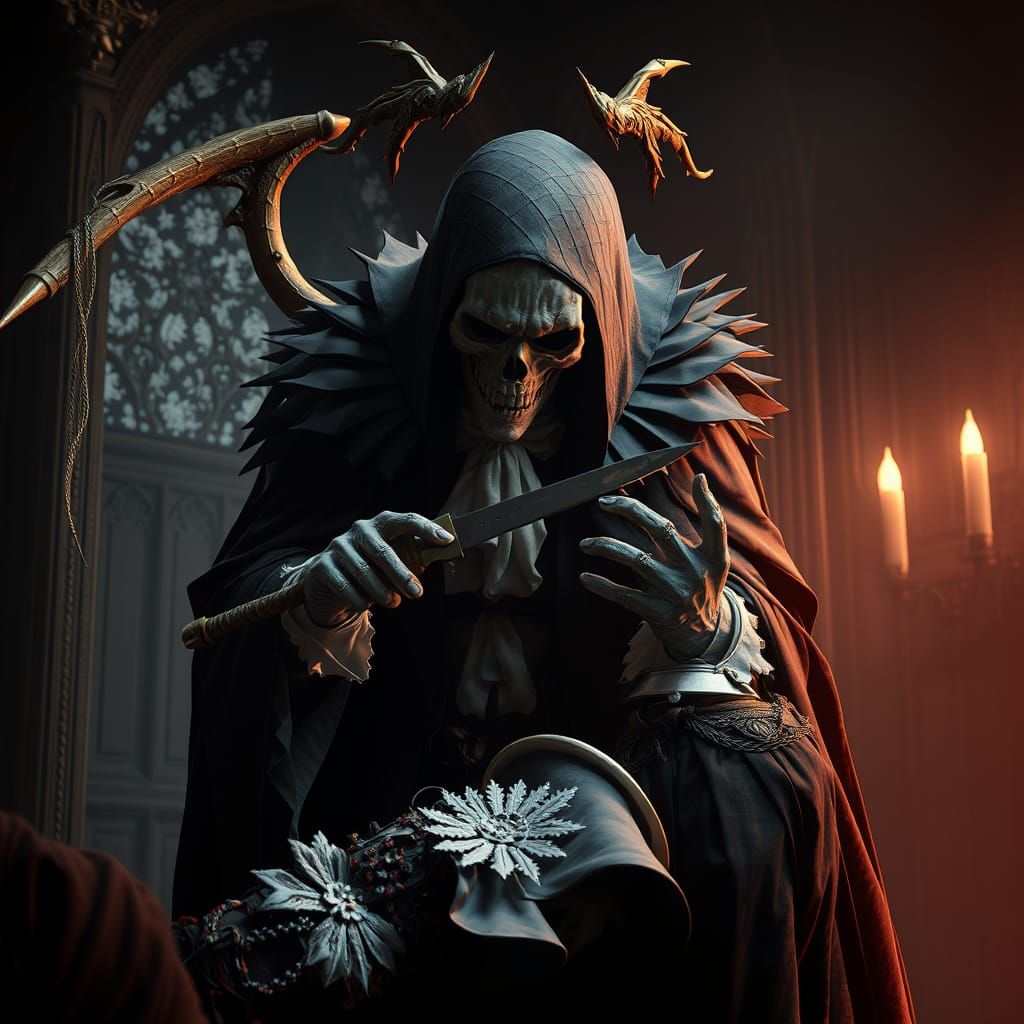 Victorian Death in Gothic Anime Style