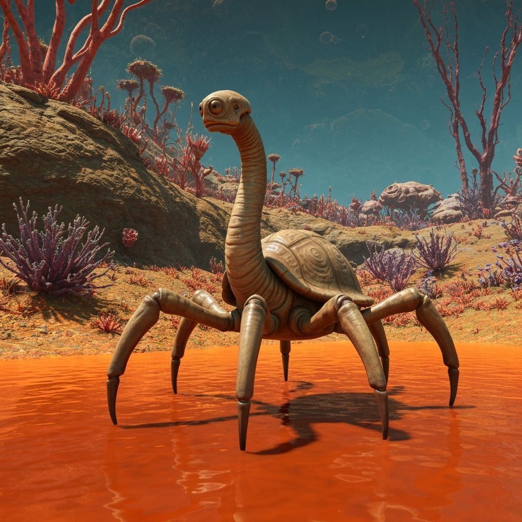 Alien Lifeform on Colorful Exoplanet