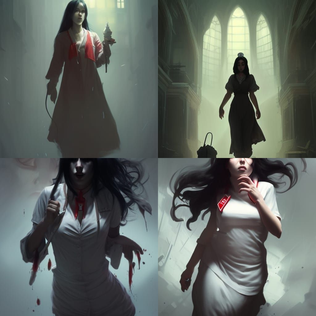 Dark Fantasy Nurse Art in Cyberpunk Style