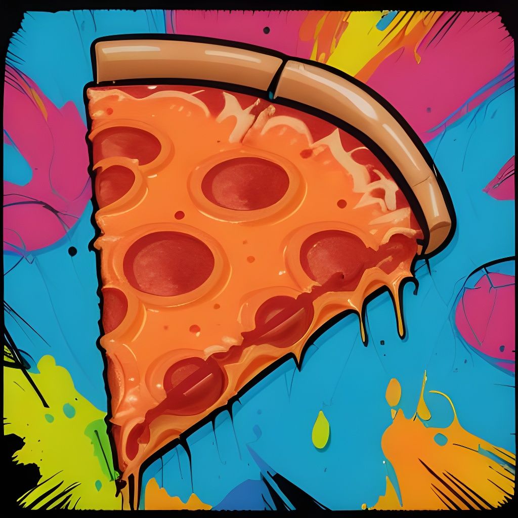 Energetic Pizza Slice in Graffiti Art Style