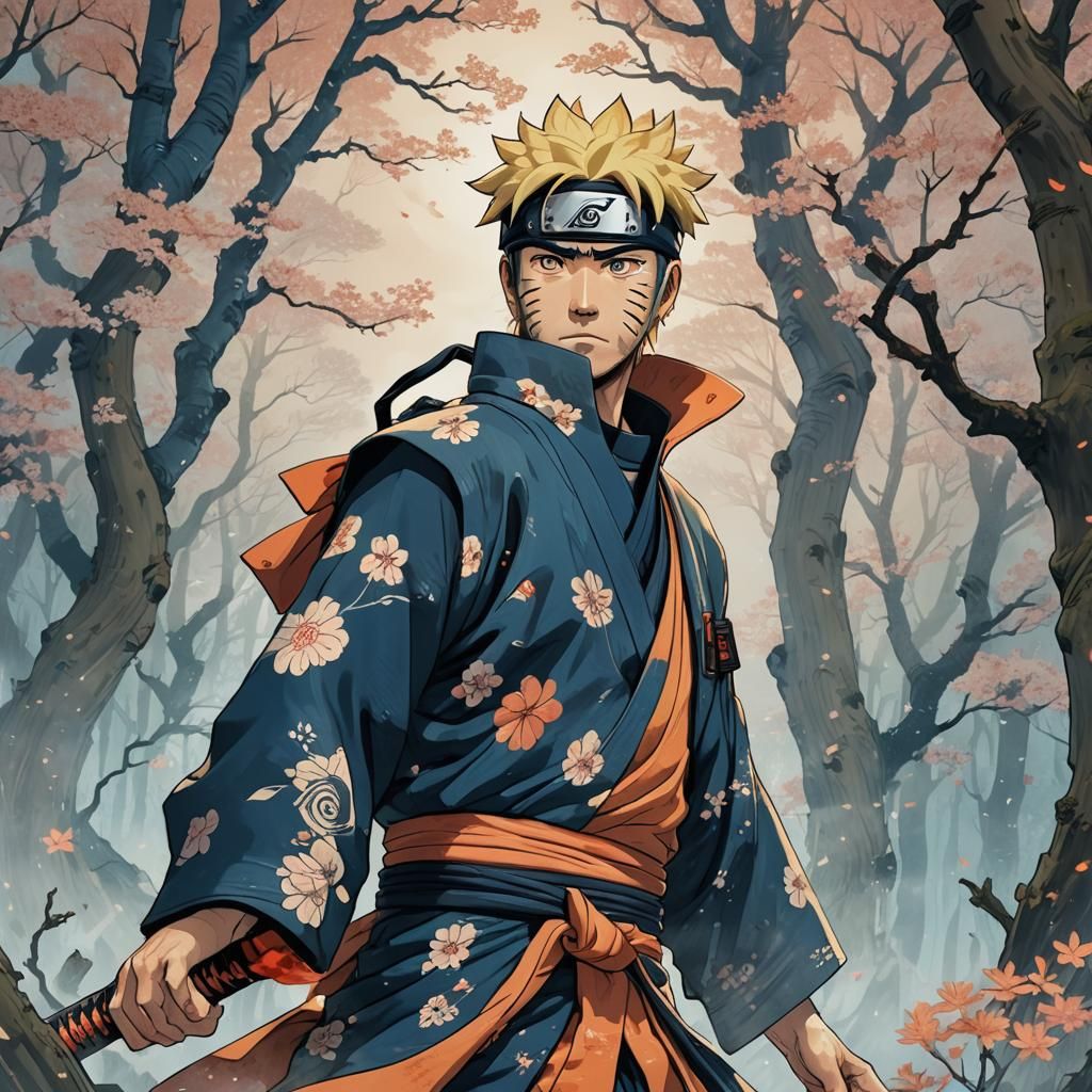 Majestic Naruto in Whispers of Orange and Blue
