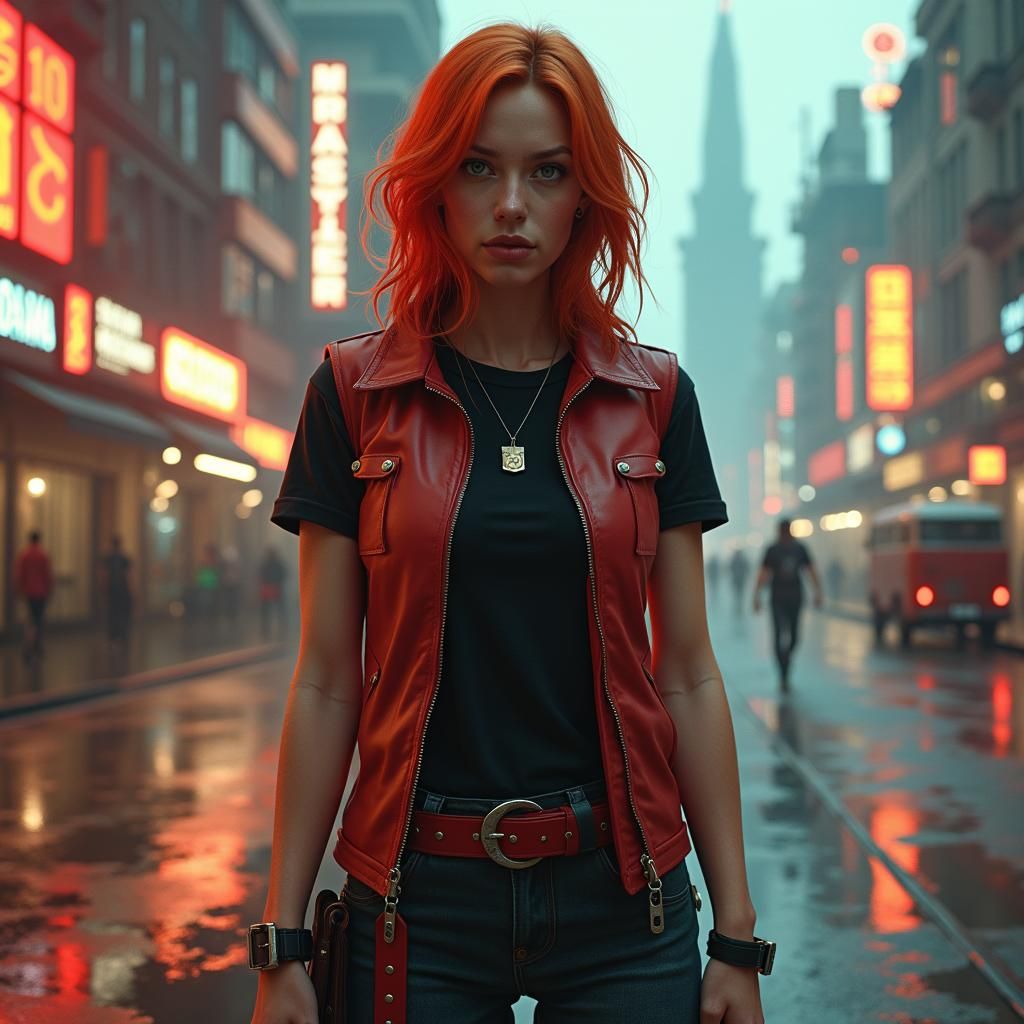 Ginger-Haired Space Smuggler in Crimson Vest