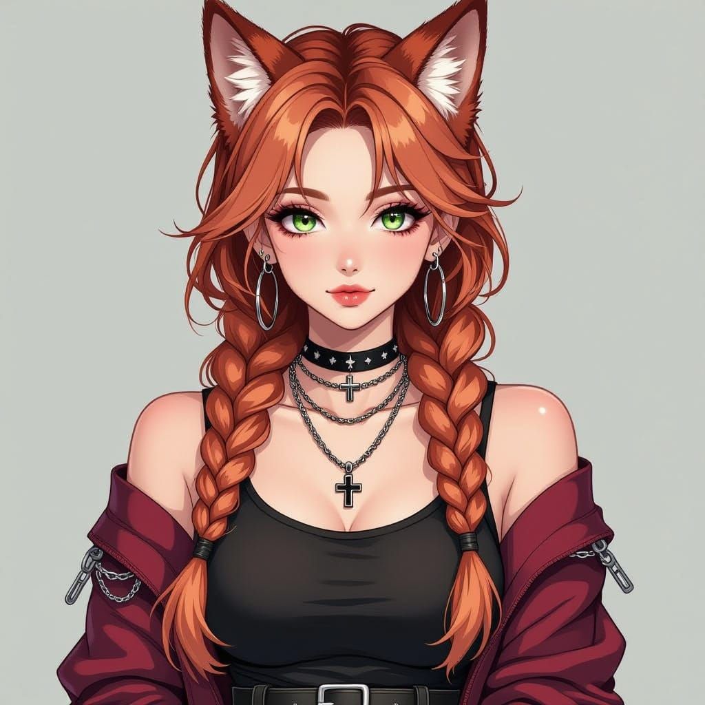 Anime Woman with Wolf Ears and Chains