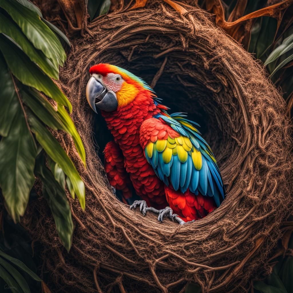 Vibrant Parrot's Moody Nest Sanctuary