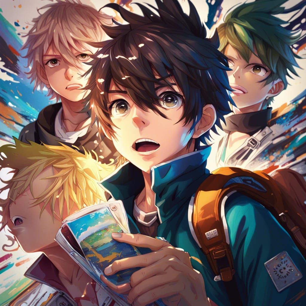 Teenagers Unite in Vibrant Mid Shot, Hyperrealistic Style, A...