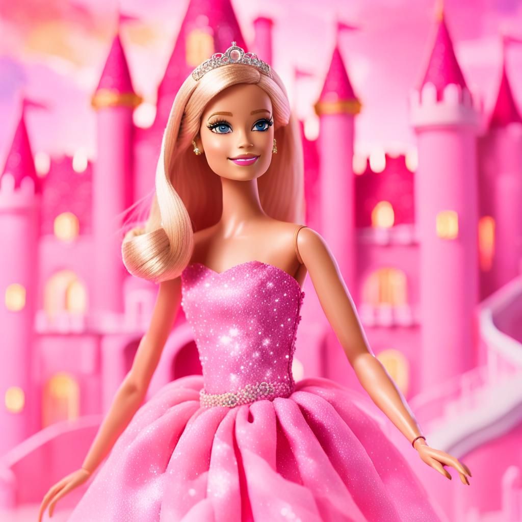 Pastel Whimsy: Barbie in a Sparkling Pink Castle