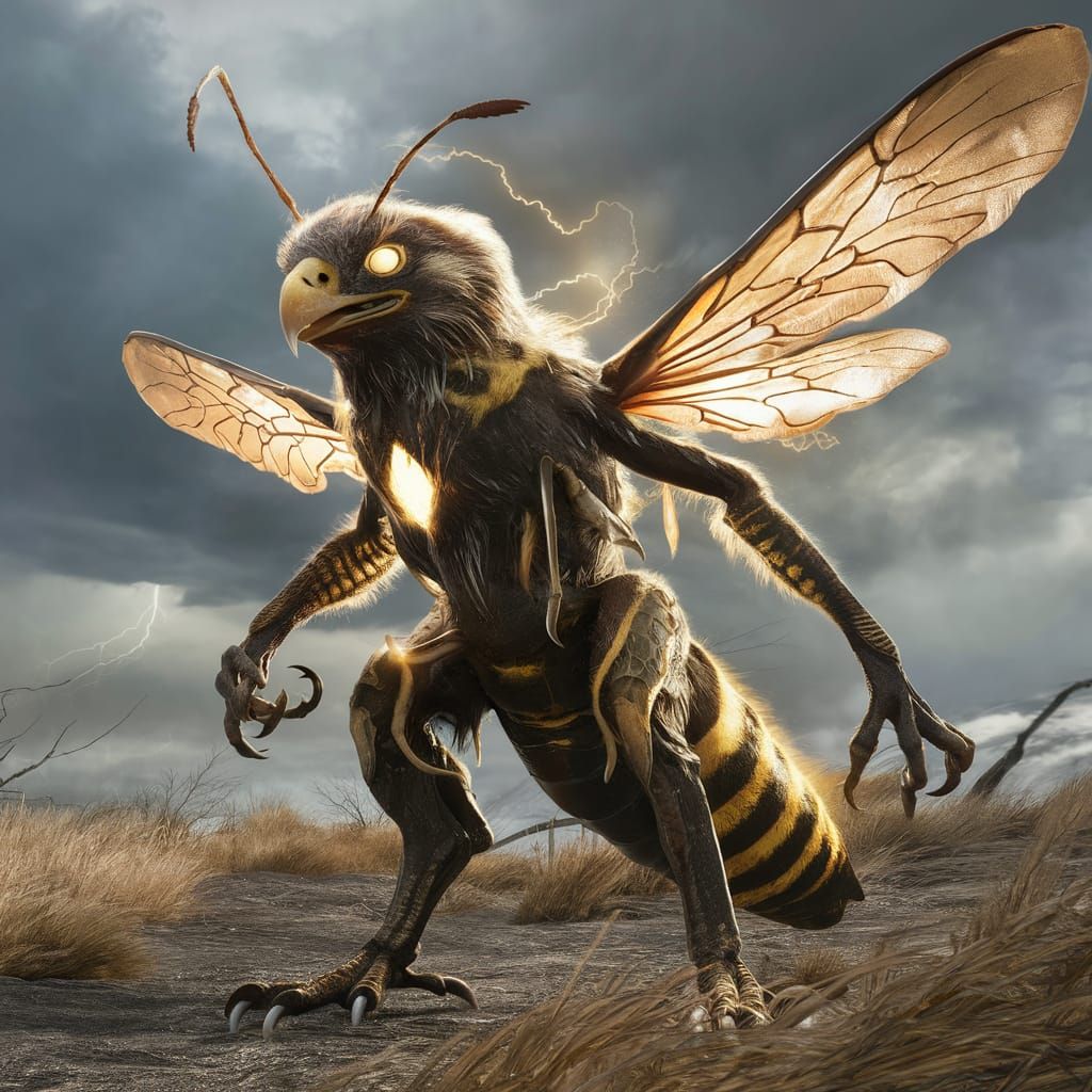 Eagle-Bee Hybrid: A Cinematic 3D Rendering