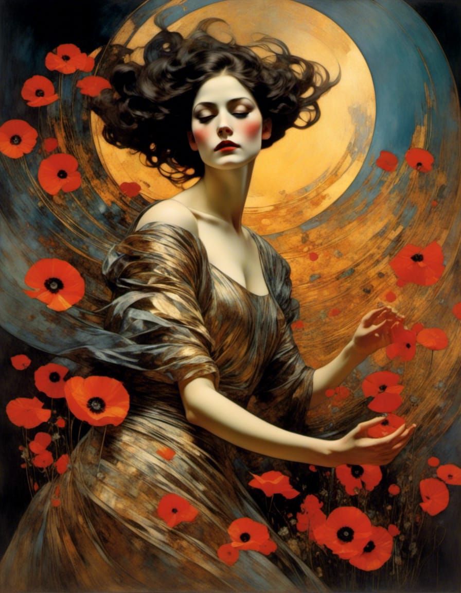 Gilded Sunset Dance with Blooming Wildflowers