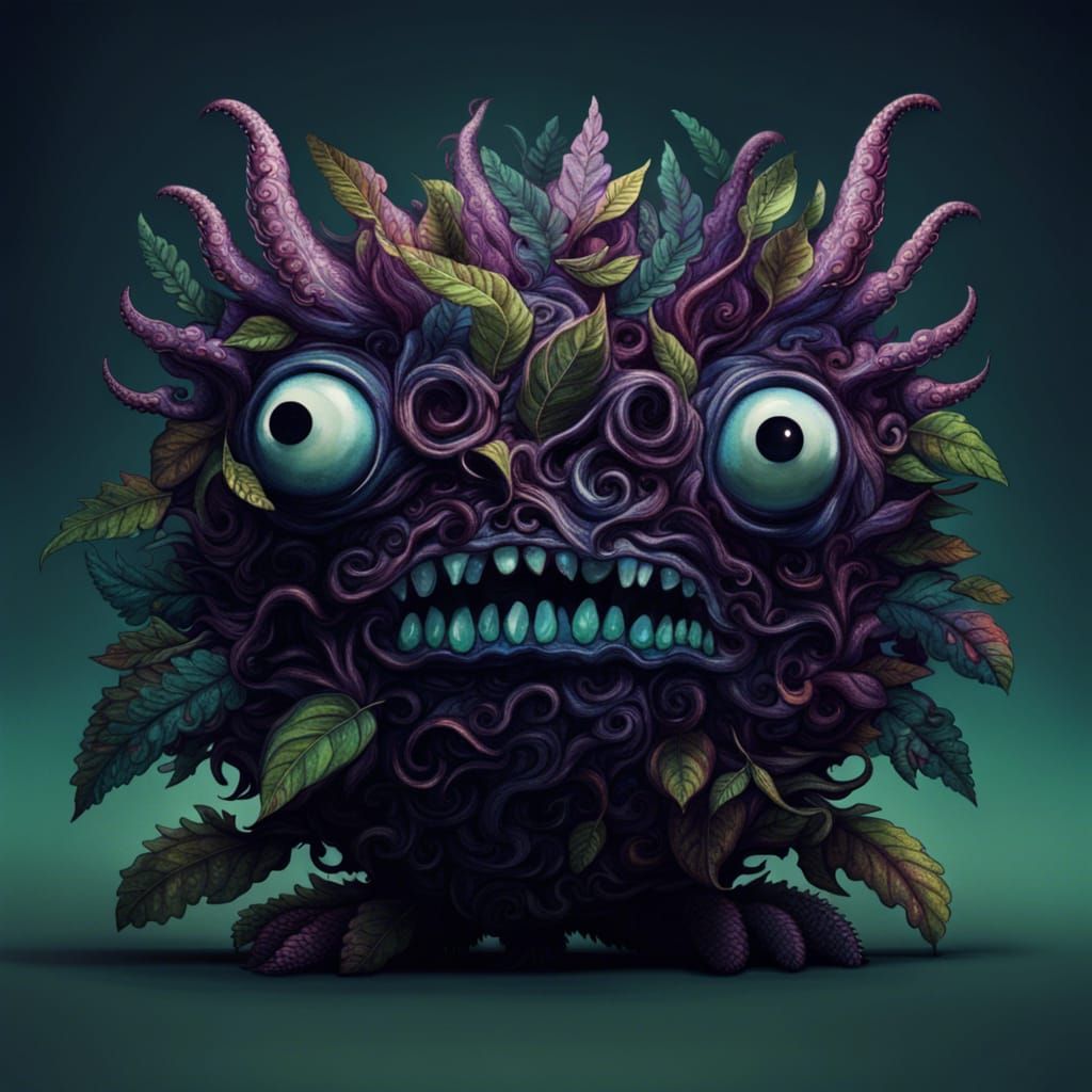 Dreamlike Leafy Horror in Filmic Digital Art