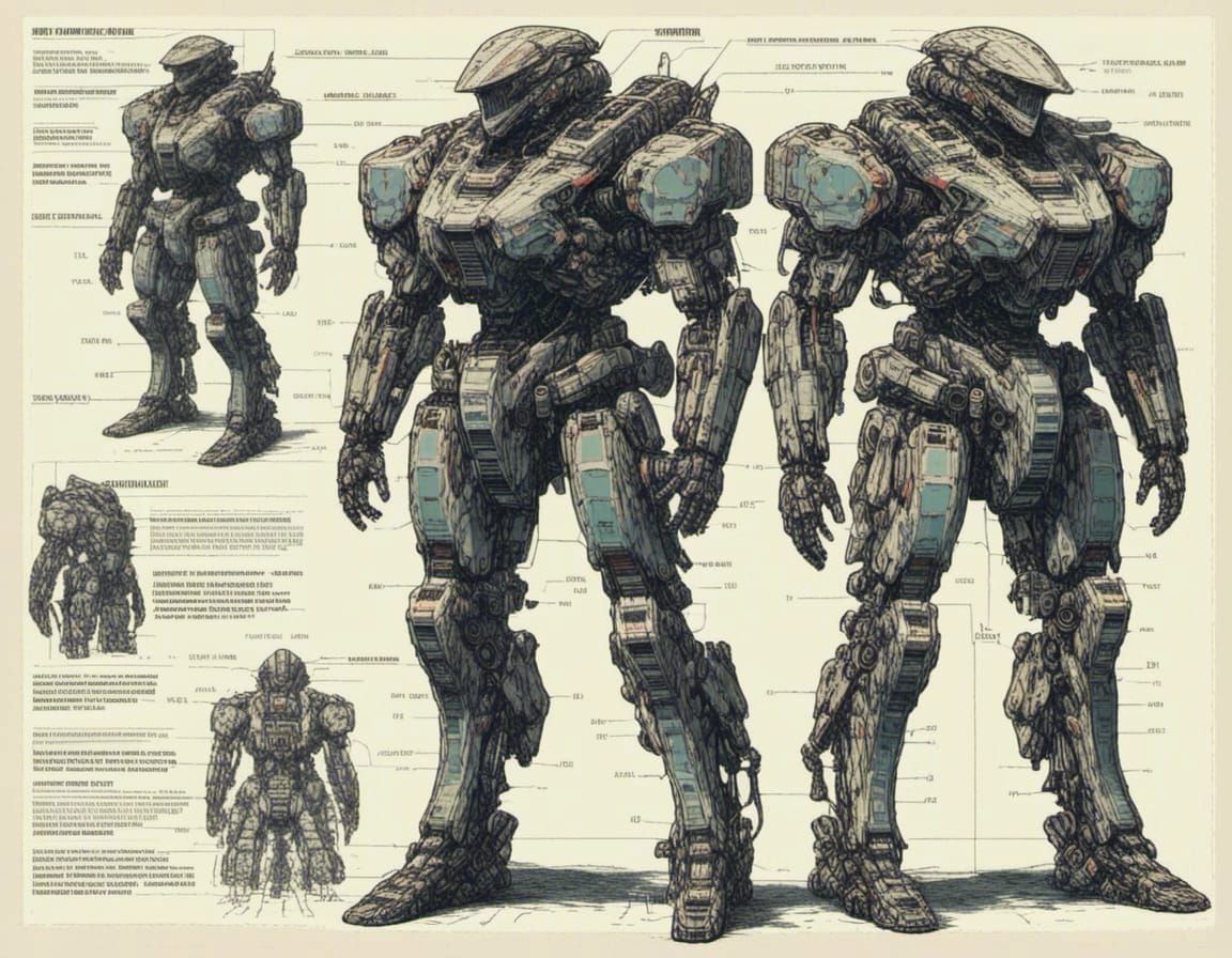 Glowing Power Armour Suit in Futuristic Military Design