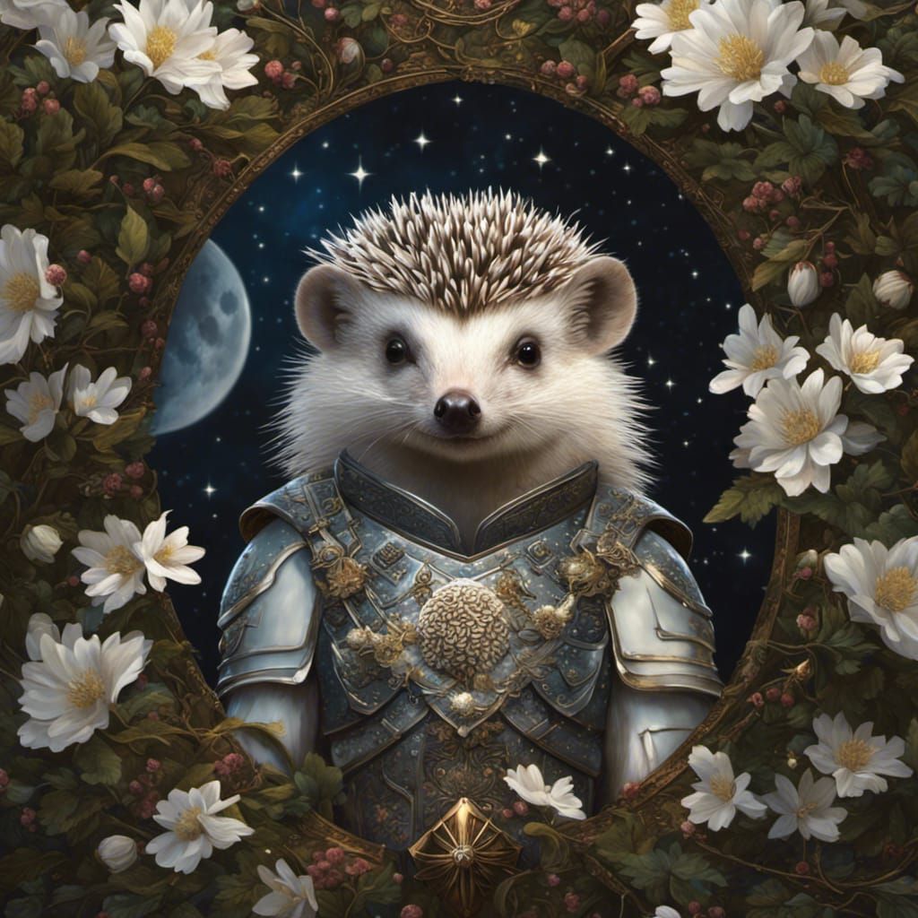 Fantasy Hedgehog Knight in Majestic Armor