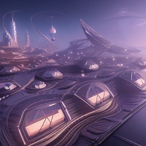 Elegant 2050 Floating Cityscape in Photorealistic Futurism