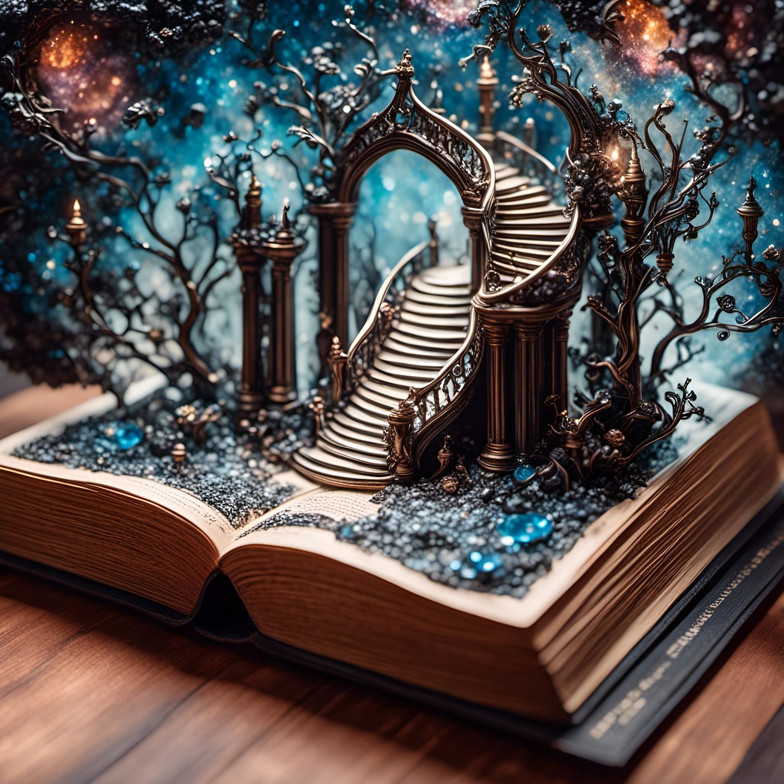 Gothic Book Shrine in a Celestial Realm