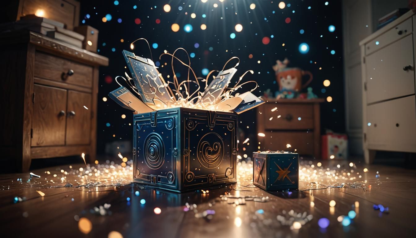 Ethereal Jack-in-the-Box Scene Under Glowing Fairy Lights