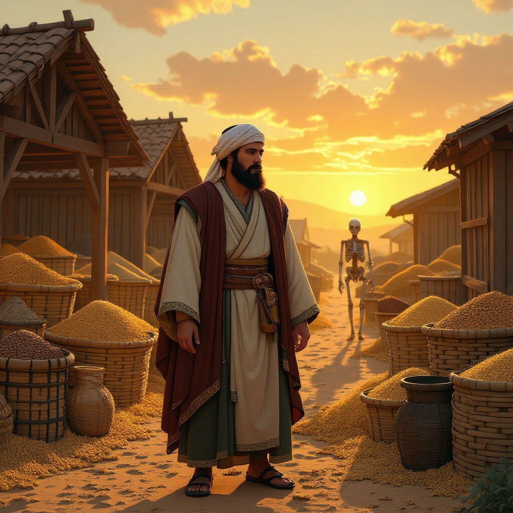 Wealthy Merchant Amidst Abundant Harvests in Palestine