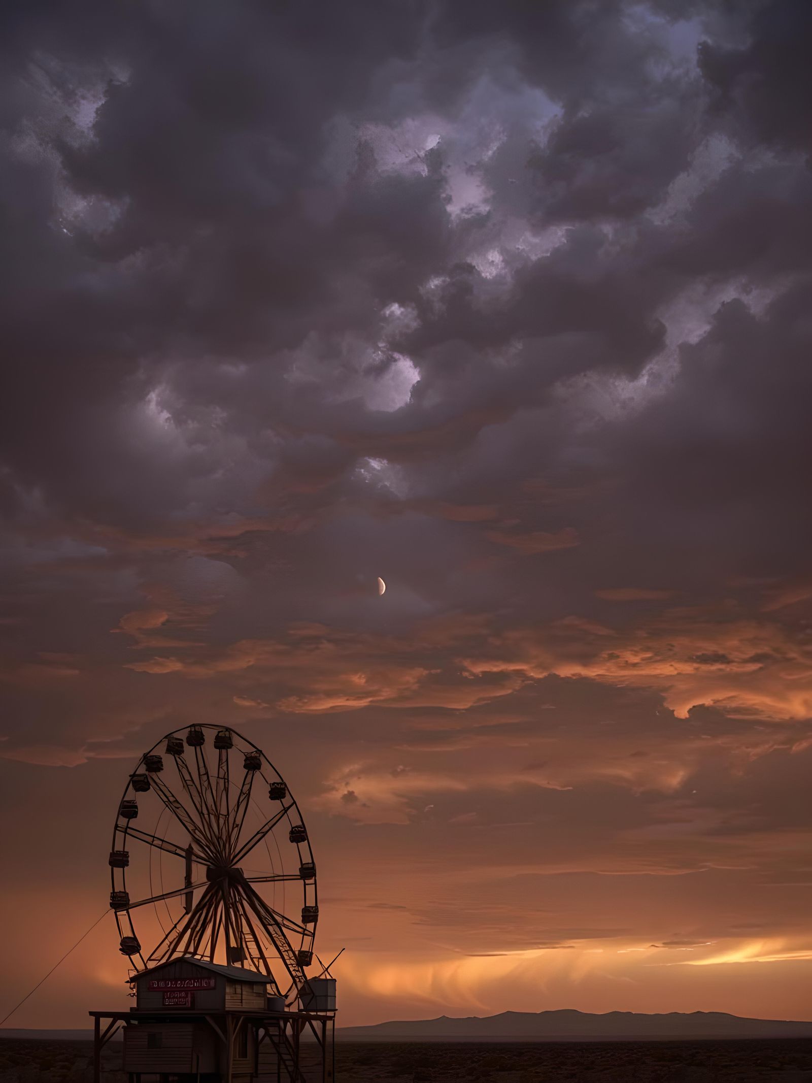 Abandoned Desert Metropolis in Golden Twilight