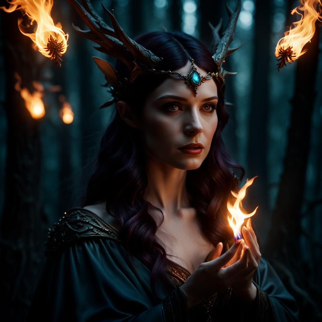 Ethereal Sorceress Illuminated by Faerie Fire