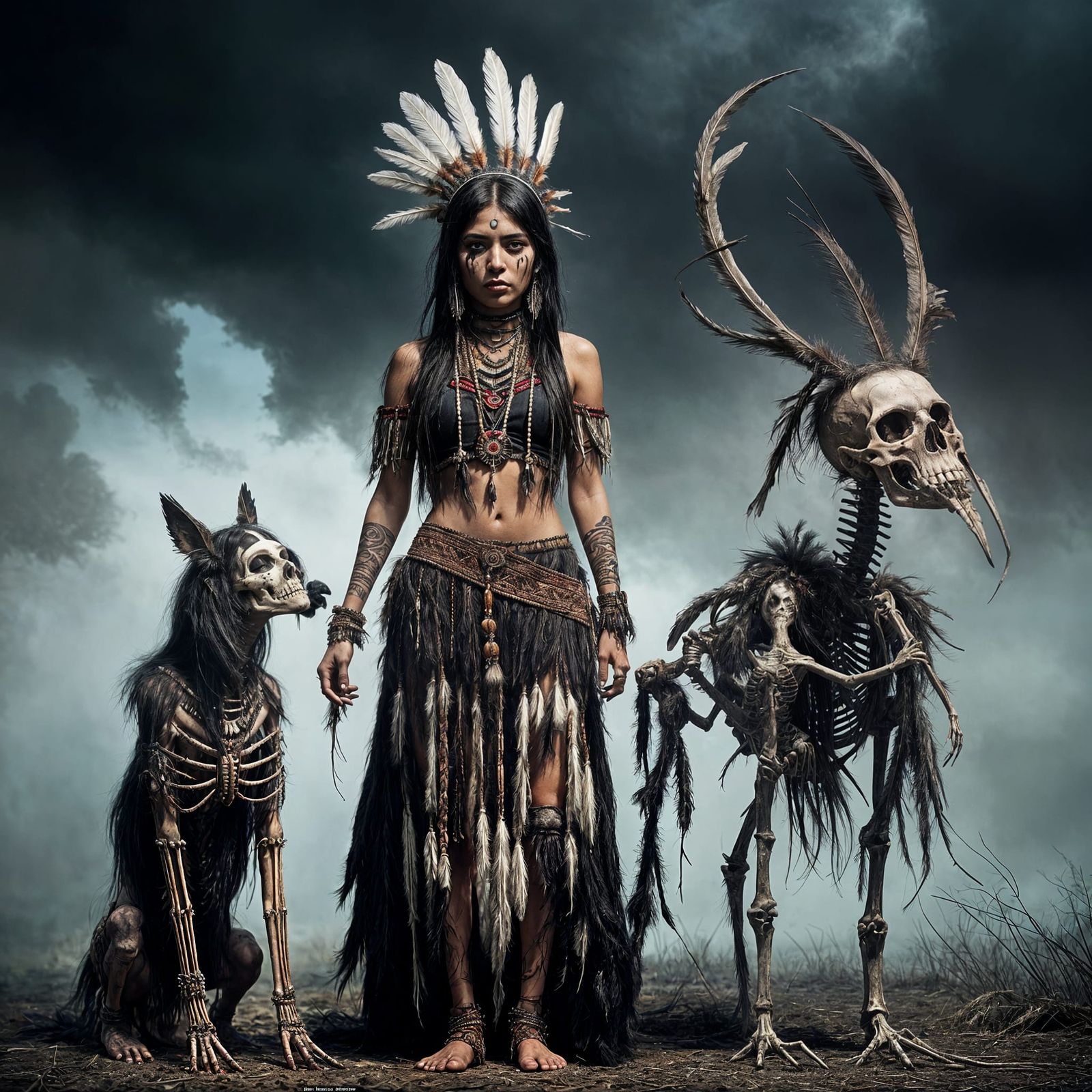 Mysterious Dying Indian Maiden Adorns Attractive Windigo Ske...