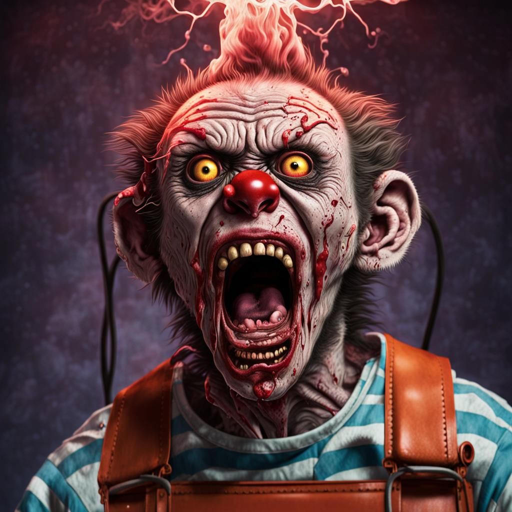 Electrocuted Prisoner in a Hyperrealistic Splash Art Scene