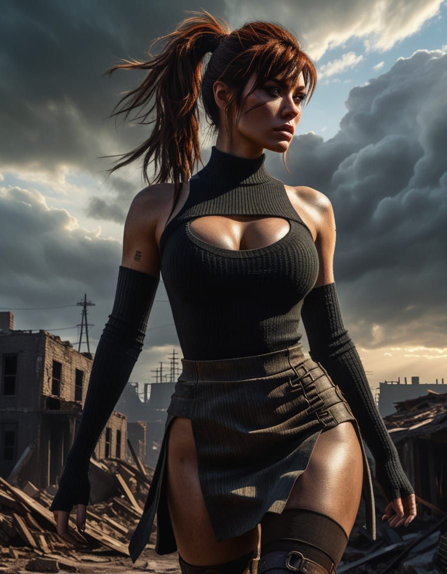 Ethereal Eve in Wasteland Chiaroscuro Masterpiece